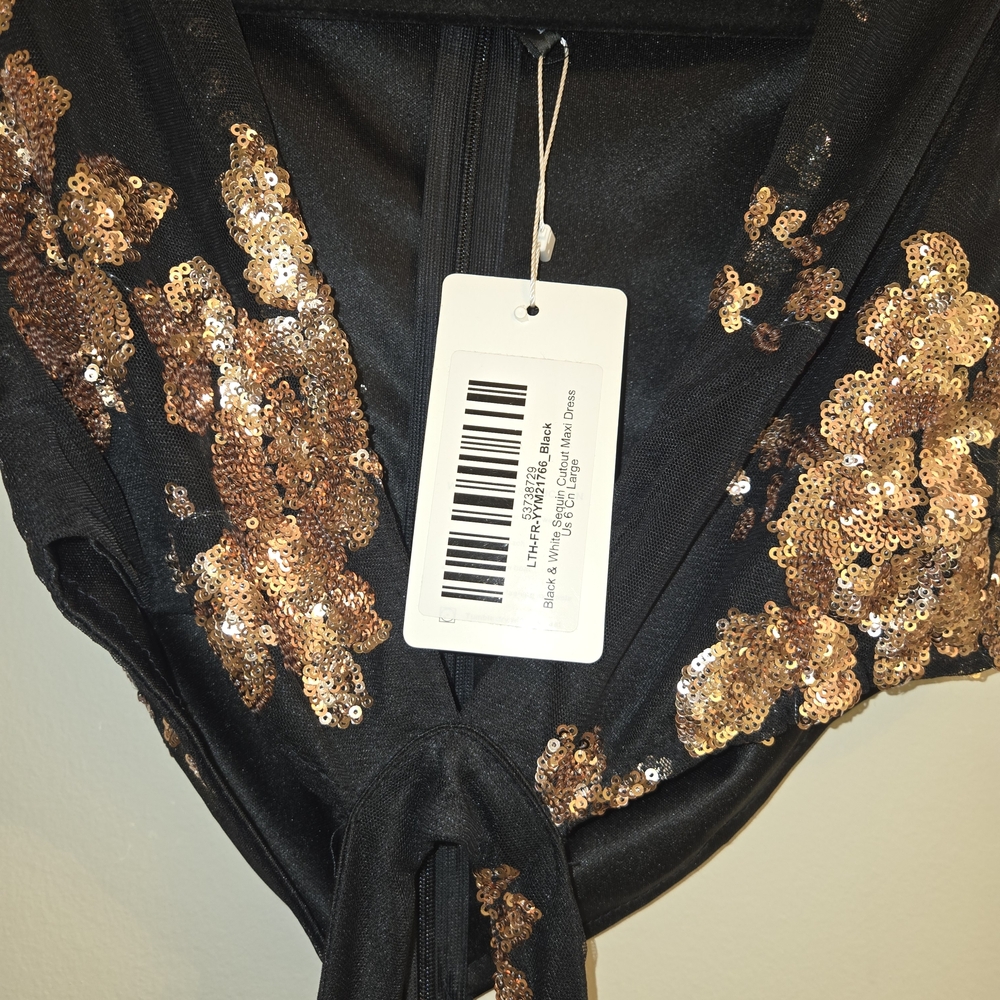 Black & Rose Gold Sequin Two-Piece Evening Dress - Picture 5 of 5